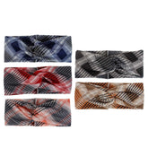 Women Lattice Leaf Printing Outdoor Sport Headdress Elastic Cross Tie Hair Band Headband