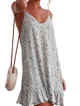 Women's V Neck Sleeveless Floral Ruffle Stylish Loose Dress