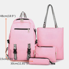 Women's 4PCS Backpack with USB Charging - Multifunctional School Bag