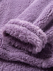 Women's Fluffy Plush Lapel Pajama Set - Warm High-Low Hem Loungewear