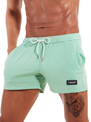 Men Sport Solid Color Quick Dry Pocket Drawstring Shorts