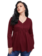 Plus Size V-neck Button Design Knitwear