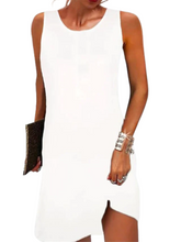 Women's Sleeveless Pure Color Slim Crew Neck Simple Split Dress