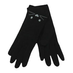 Women Wool Screen-touchable Embroidery Cartoon Cat Pattern Keep Warm Fashion Casual Gloves
