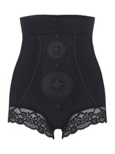 Women Hip Lifting Lace Trim Antibacterial Breathable High Waist Belly Shaping Panties