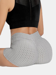 Women Solid Color V-Waist Elastic Sports Yoga Shorts