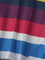 Women Multi-Color Striped O-Neck Twist Hem Long Sleeve T-Shirt