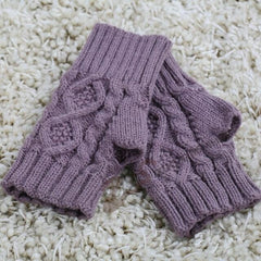 Wool Knit Half Finger Typing Female Diamond Finger Glove