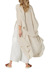 Solid Color Front Open Asymmetric Long Maxi Cardigans