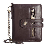 Men Genuine Leather Short Bifold RFID Blocking Antimagnetic Wallet Solid Color Wear Resistant 9 Card Slot Card Holder Hasp Coin Purse