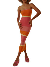 Women's Wedding Guest Formal Dress Party Formal Dress Bodycon Midi Formal Dress Orange Sleeveless Color Block Print Summer Spring Strapless Party Wedding Guest Vacation Summer Formal Dress