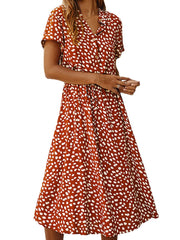 100%Cotton Stand Collar Bohemian Style Loose Dress