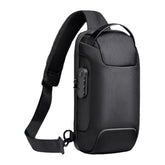 Men Oxford Password USB Charging Anti-theft Multi-Layers Waterproof Crossbody Bag Chest Bag Sling