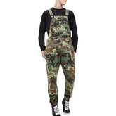 Mens Camo Printed Ankle Lenght Elastic Casual Jumpsuits Suspenders Pants
