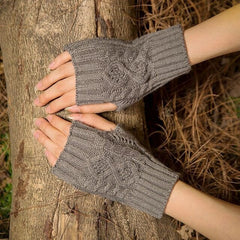 Wool Knit Half Finger Typing Female Diamond Finger Glove