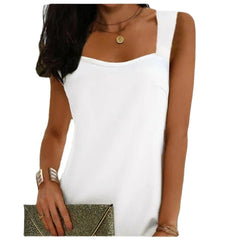 Women's Sleeveless Pure Color Square Neck Stylish Simple Daily Sheath Dress