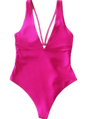 Women's Swimwear One Piece Normal Swimsuit Quick Dry Plain Red Rose Red Bodysuit Bathing Suits Sports Beach Wear Summer