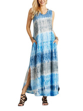 Women‘s Sleeveless Tie Dye Casual Split Comfortable Long Dress