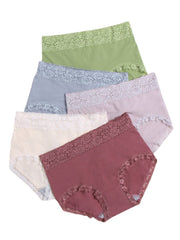 Plus Size Cotton High Waist Lace Trim Soft Breathable Women's Panty