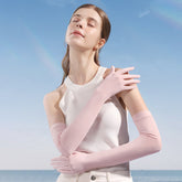 Jassy Women's Ice Silk Road Finger Outdoor Riding Driving Non-slip Breathable Long Sunshade Sunscreen Gloves