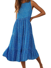 Women's Casual Dress Swing Dress Tank Dress Polka Dot Ruched Ruffle Crew Neck Midi Dress Active Fashion Outdoor Daily Sleeveless Loose Fit Blue Spring Summer