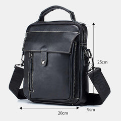 Men's Vintage Leather Waterproof Multi-pocket Crossbody Shoulder Bag