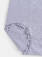 Women's Cotton Lace Trim Panties with Letter Waistband - Solid Color, Cozy Lining