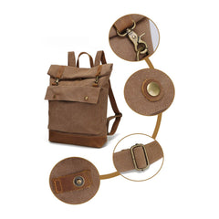 Men Vintage Canvas Leather Stitching Backpack Large Capacity Multifunctional Casual Travel Backpack