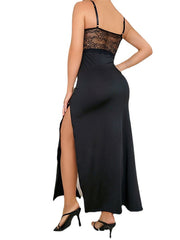 Women's Sexy Lace Backless Maxi Dress - Solid Color Party & Lounge Wear