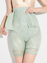 Women Embroidered Solid Color Lace Tummy Control Shapewear Panties