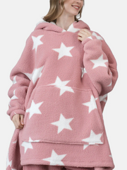Women's Star Fleece Blanket Hoodie with Kangaroo Pocket - Warm & Cozy