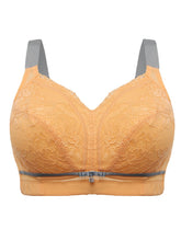 Plus Size Wireless Lightly Lined Full Cup Gather Lace J Cup Yellow Bras