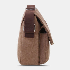 Men Canvas Large Capacity Crossbody Bags Multi-pocket Anti-theft Horizontal Shoulder Bag