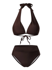 Women's Swimwear Bikini 2 Piece Normal Swimsuit Push Up Slim Solid Color Green Black Blue Fuchsia Brown Bathing Suits Sexy Fashion Sexy / Sports / New / Padded Bras