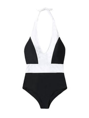 Women's Swimwear One Piece Bikini Bottom Monokini Normal Swimsuit Tummy Control Open Back Color Block White Blue Padded Strap Bathing Suits Sports Active Fashion / Sexy / New / Padded Bras