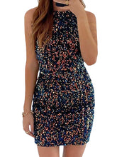 Women's Party Dress Sequin Dress Bodycon Mini Dress Black White Pink Sleeveless Multicolor Sequins Summer Crew Neck Party Birthday Spring Dress