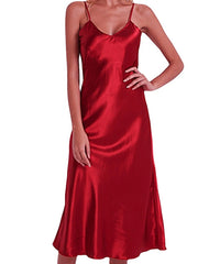 Casual Backless Solid Color Midi Dress with Straps for Home Lounge