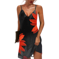 Women's Casual Sleeveless V Neck Stylish Lace Up Dress