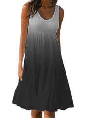 Women's Gradient Color Sleeveless Crew Neck Casual Loose Dress