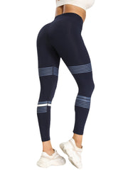 Women Yoga Running Striped High Waist Stretch Slim Sport Leggings