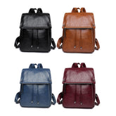 Women Artificial Leather Vintage Large Capacity Backpack Brief Durable Casual Rubbing Color Bag