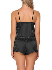 Lace Sleeveless Pajama Set: Soft Sling Top & Shorts
