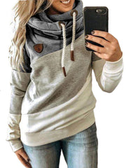 Women Camo Print Patchwork Cotton Long Sleeve Casual Drawstring Hoodies