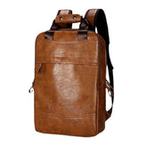 Men Large Capacity Faux Leather Backpack For Outdoor Travel