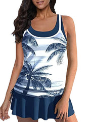 Women's Swimwear Tankini 2 Piece Normal Swimsuit 2 Piece Printing Paisley American Flag Black White Pink Red Dusty Blue Bathing Suits Sports Beach Wear Summer