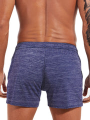 Men Sport Solid Color Quick Dry Pocket Drawstring Shorts