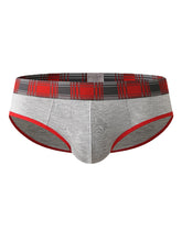 Mens Modal U Pouch Patchwork Plaid Elastic Waistband Underweaer