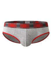 Mens Modal U Pouch Patchwork Plaid Elastic Waistband Underweaer