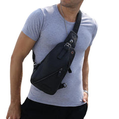 Genuine Leather Chest Bag Shoulder Crossbody For Men