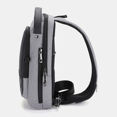 Men's Waterproof Oxford Crossbody Bag with USB Charging, Large Capacity, Concealed Side Water Cup Holder